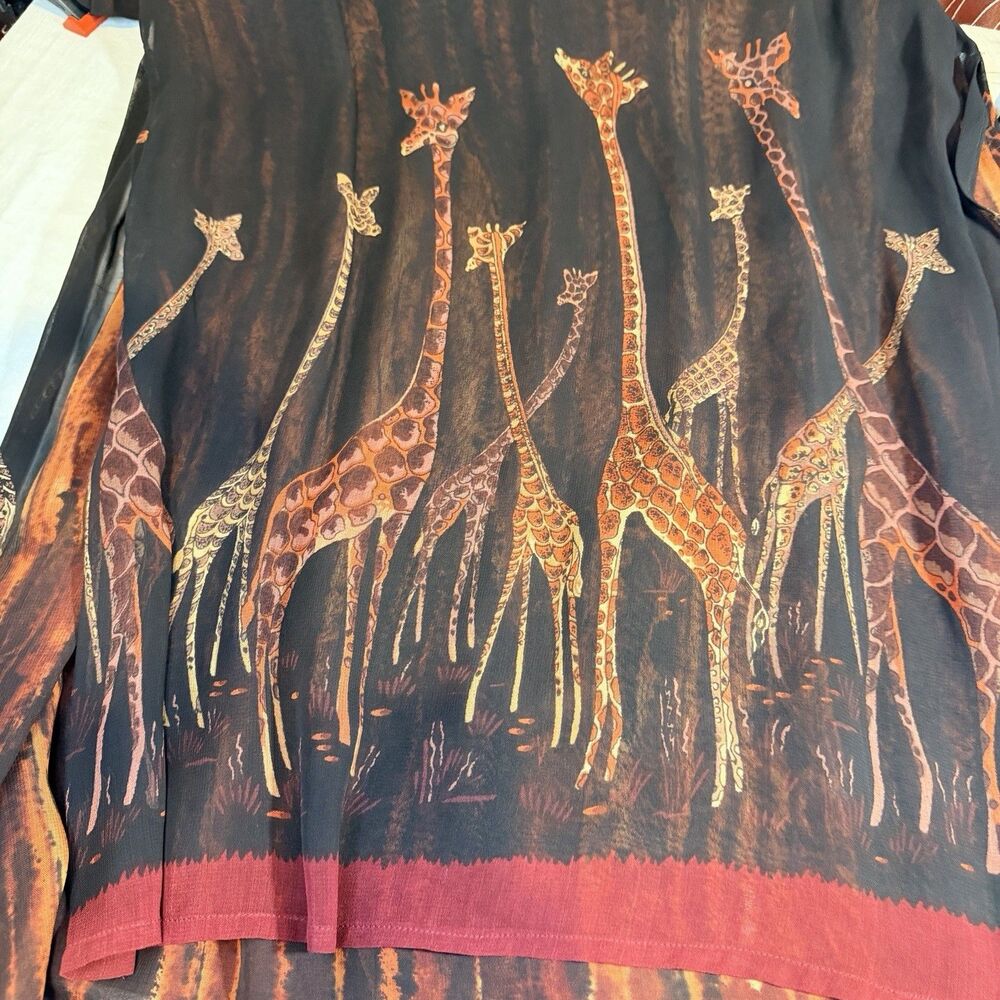 Chico's Design Midi Skirt Giraffe Sheer Women's Medium Boho Side Slit Layers VTG